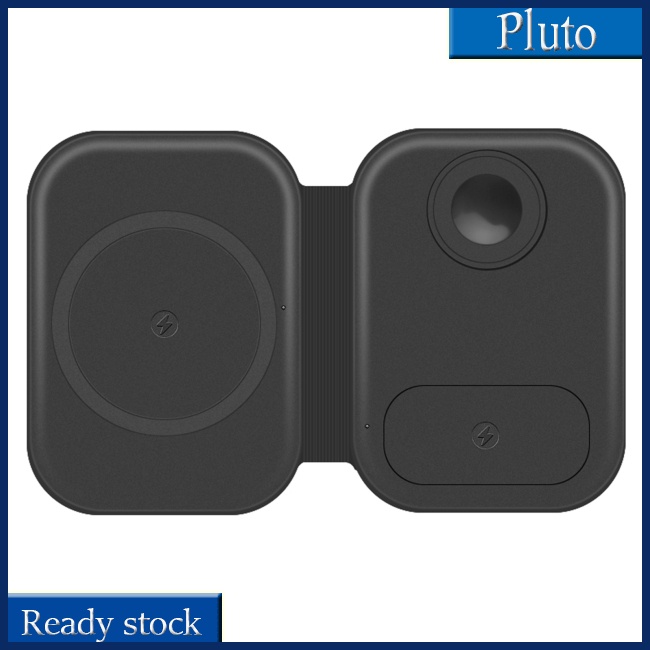 Đế Sạc Nhanh Không Dây 3 Trong 1 Từ Tính 15w Nhỏ Gọn Tương Thích Với Iphone Iwatch