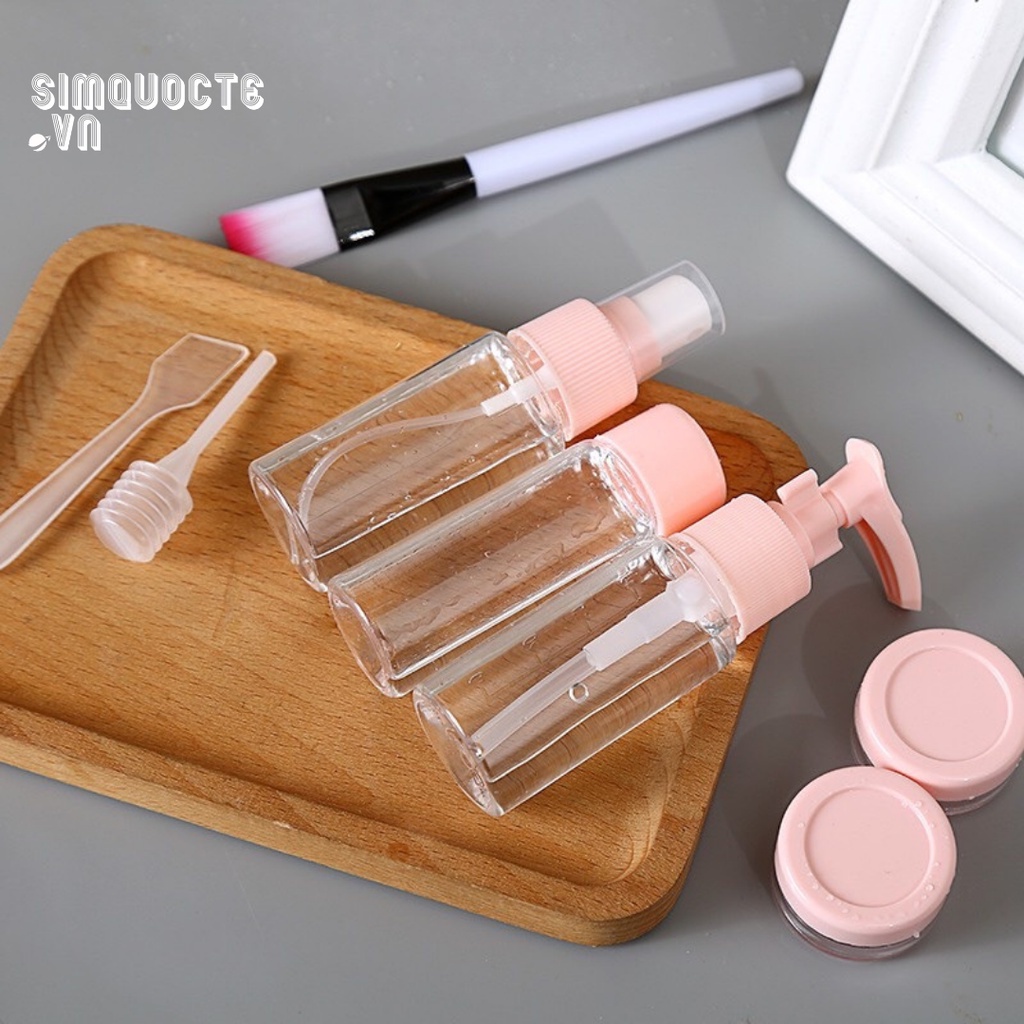 Bộ chiết mỹ phẩm 3 món nhựa PP cao cấp kèm túi tiện lợi mang theo du lịch CCC44