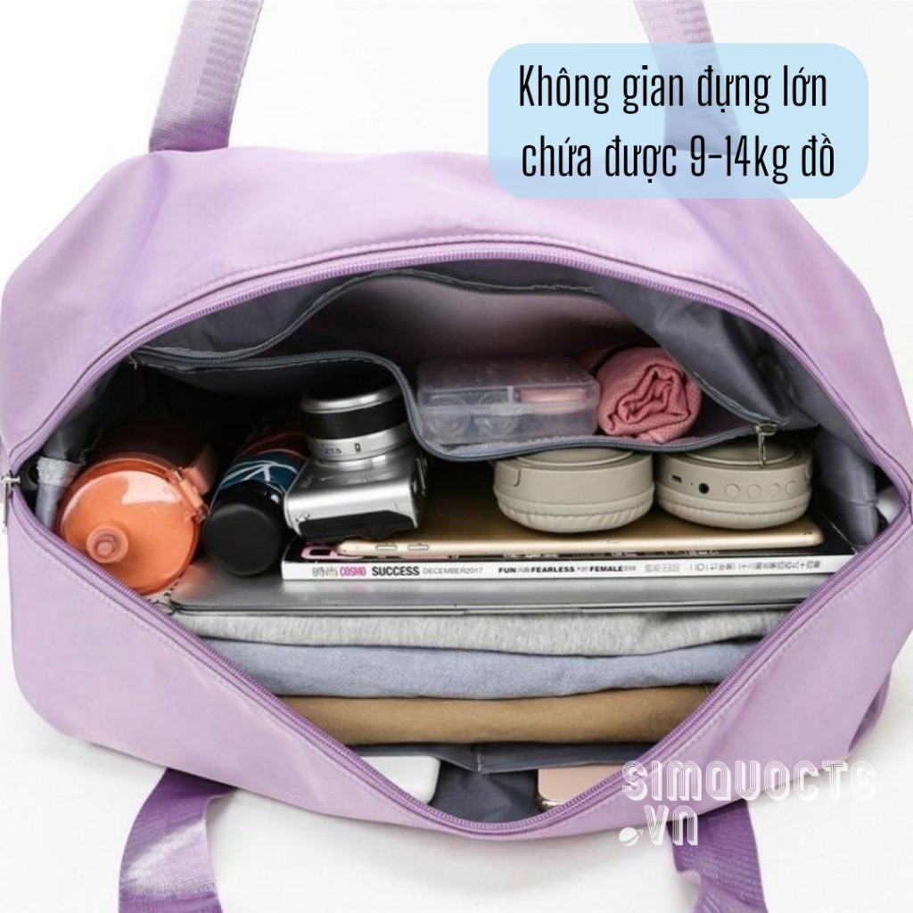 Túi đựng đồ du lịch đa năng cỡ lớn 2 tầng Túi xách vải dù polyeste chống thấm nước có quai gắn vali tiện lợi TDL17