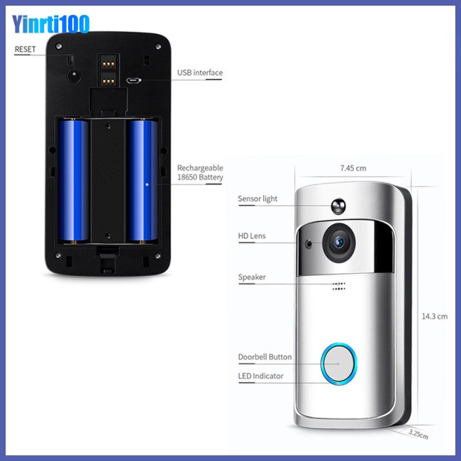 Chuông Cửa Có Camera Thông Minh Yinrti V5 720p Kết Nối Wifi Chống Nước