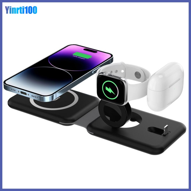 Đế Sạc Nhanh Không Dây Yinrti 15w 3 Trong 1 Cho Iphone 14 13 12 Airpods Iwatch