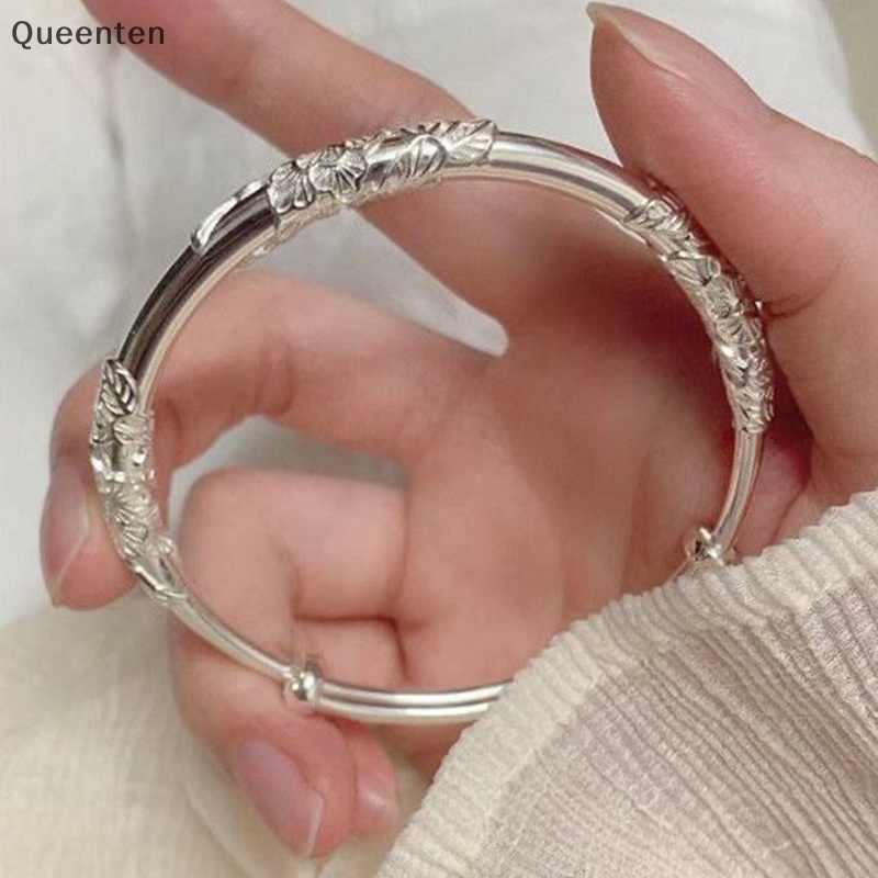 1 Vòng Tay Bạc Dạng Hở Nhẹ Nhàng Hình Hoa Thời Trang Cho Nữ