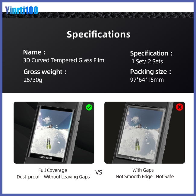 Kính Cường Lực Hd Bảo Vệ Màn Hình Cong Chống Trầy &amp; Nổ Cho Insta360 X3
