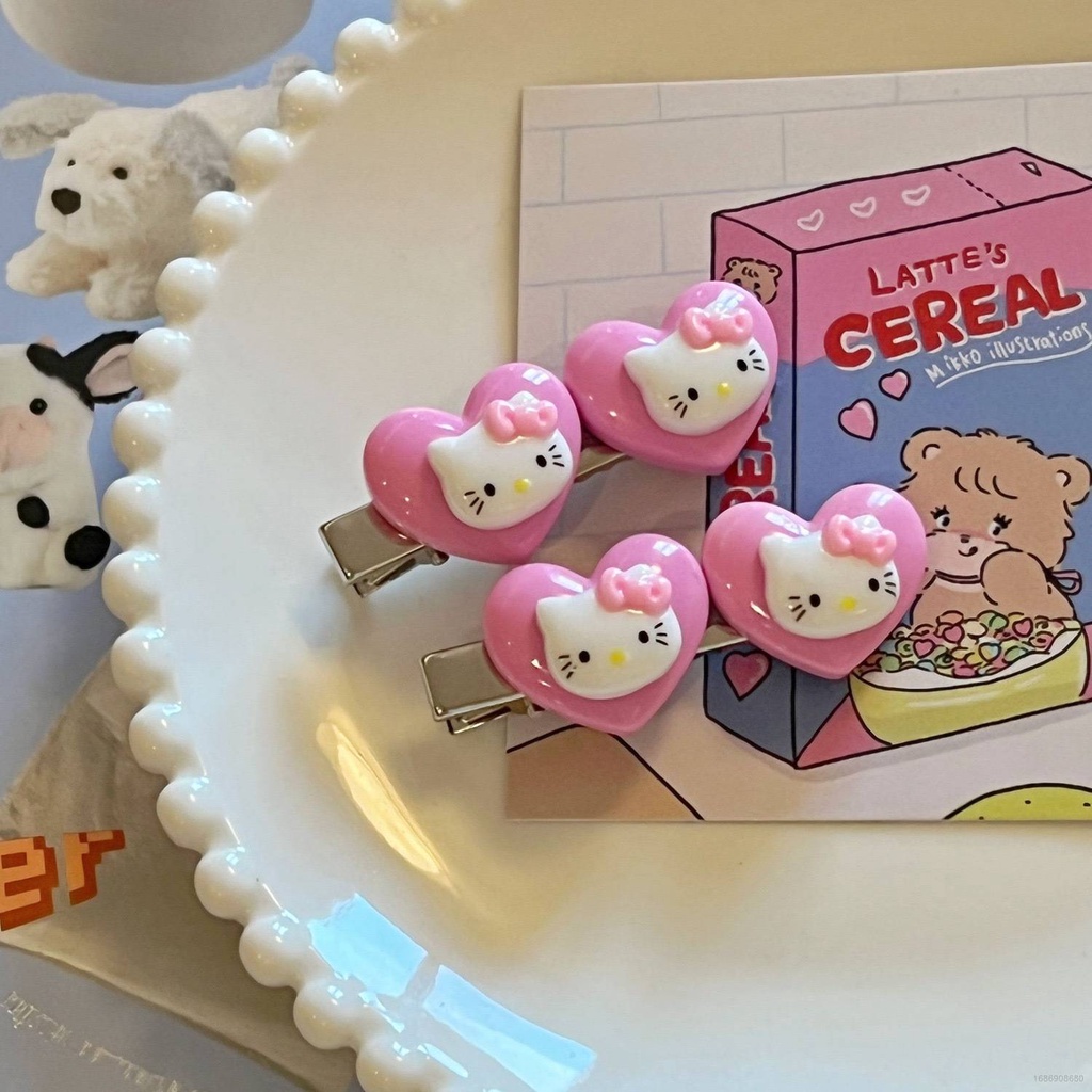 SANRIO Kẹp Tóc Họa Tiết Hoạt Hình Hello Kitty / Bông Hoa / Chú Thỏ Ngọt Ngào Thời Trang Cho Bé Gái