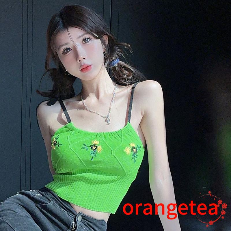 Áo Lửng Hai Dây Thêu Hoa Thời Trang Quyến Rũ Dành Cho Nữ