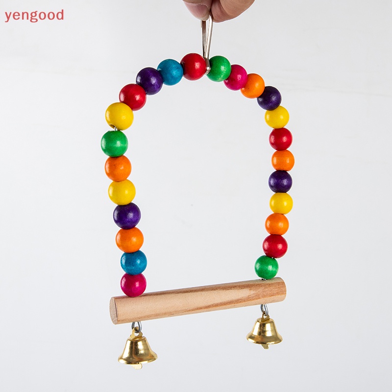 Xích Đu Đồ Chơi Bằng Hạt Nhiều Màu Sắc Treo Lồng Chim Vẹt