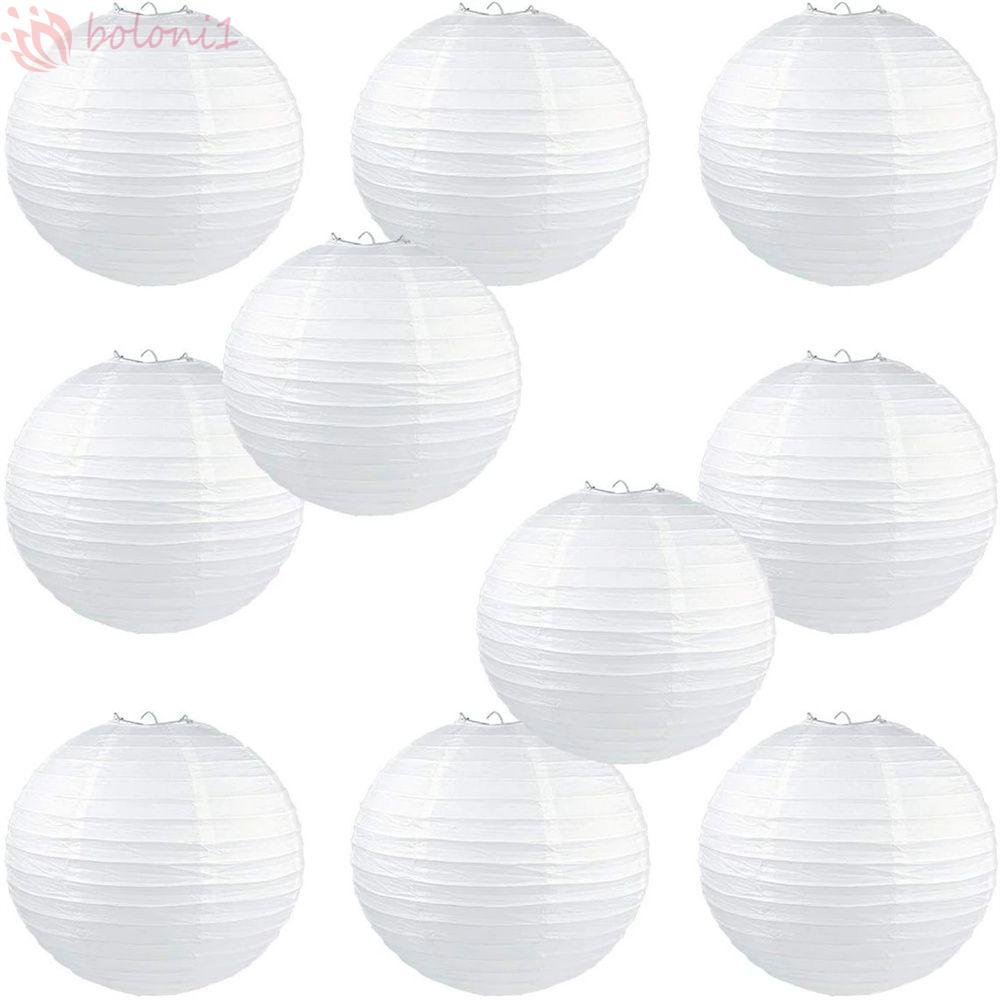 Lồng Đèn Giấy Hình Tròn Màu Trắng Treo Trang Trí Lễ Hội DIY