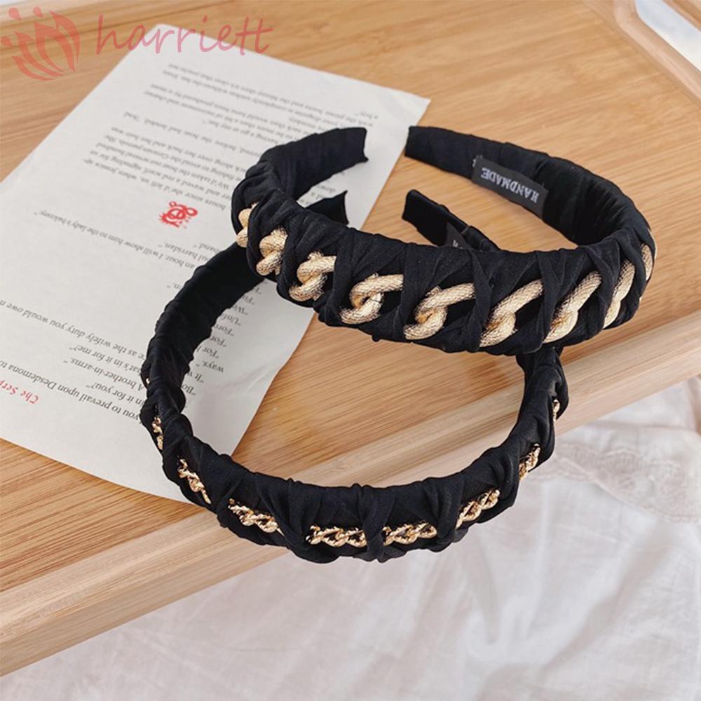 Băng Đô Dây Xích Kim Loại Bản Rộng Thắt Nút Kiểu Vintage Thời Trang Cho Nữ