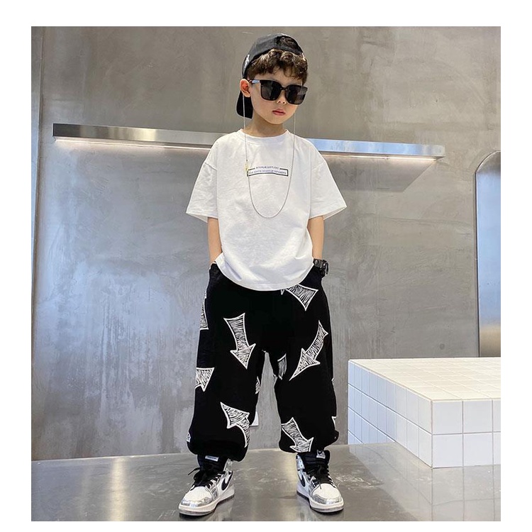 Bộ Áo Thun Cotton + Quần Dài Dáng Rộng Chống Muỗi Phong Cách Hip Hop Thời Trang Mùa Hè 2023 Cho Bé Trai 6 Tuổi ~ 16 Tuổi