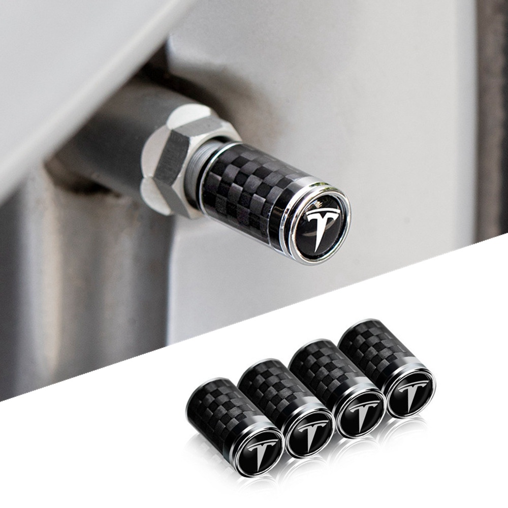 Set 4 Nắp Van Bánh Xe Bằng Hợp Kim Nhôm Cho Tesla Model Y X S 3