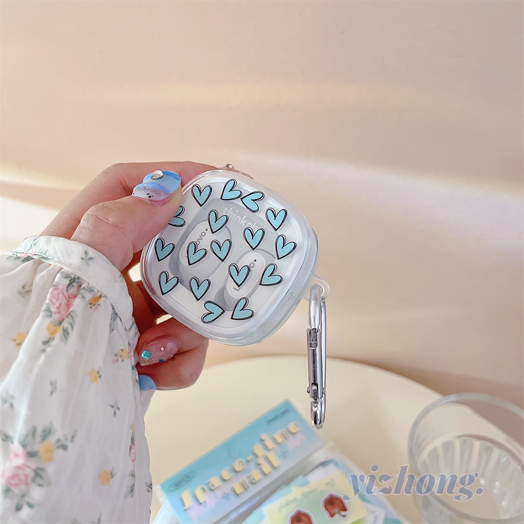 Vỏ Bảo Vệ Hộp Sạc Tai Nghe Bluetooth Lenovo Thinkplus XT62 Bằng TPU Mềm Trong Suốt Họa Tiết Hoa Trái Tim Có Vòng Nhẫn Chống Rơi Chống Thấ