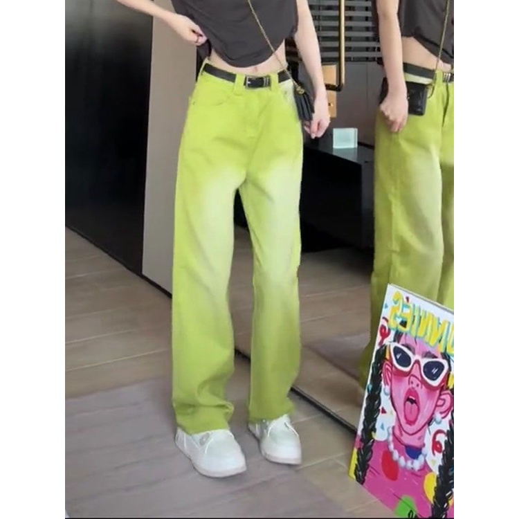 Quần Jean Ống Rộng Lưng Cao Màu Sắc Gradient Phong Cách Hàn Quốc Thời Trang Mùa Hè 2023