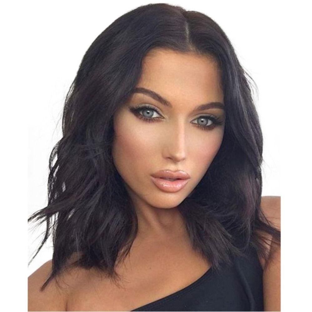 Bộ Tóc Giả Kiểu Bob Ngắn Xoăn Màu Xám Đen Tự Nhiên Cách Nhiệt Dành Cho Nữ