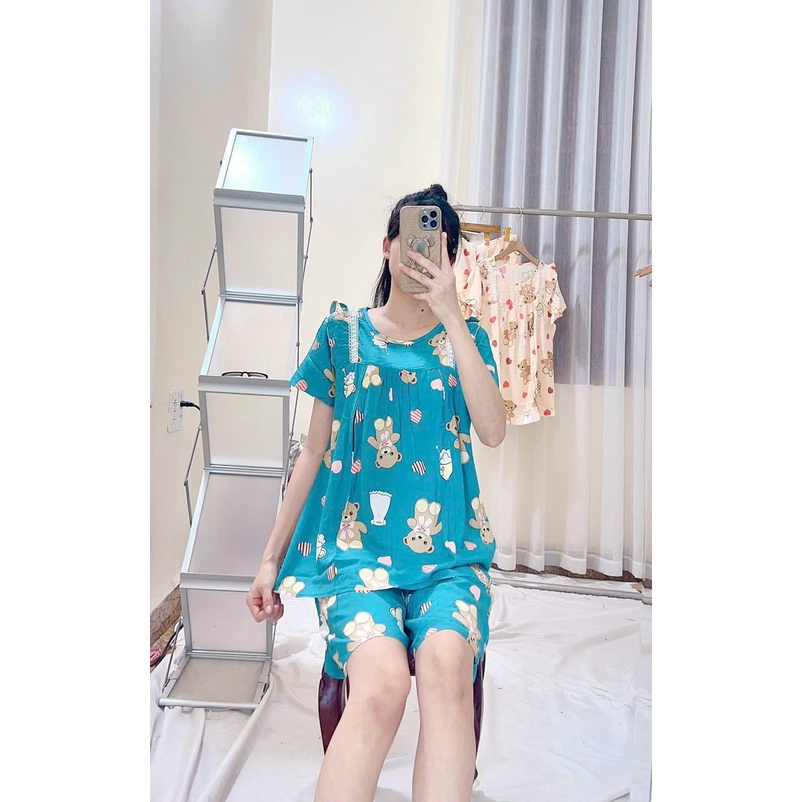 Bộ Lanh Lửng Bầu Cho con bú Sau Sinh, vải Tole mặc nhà MÙA HÈ  freesize từ 45-70kg BL84