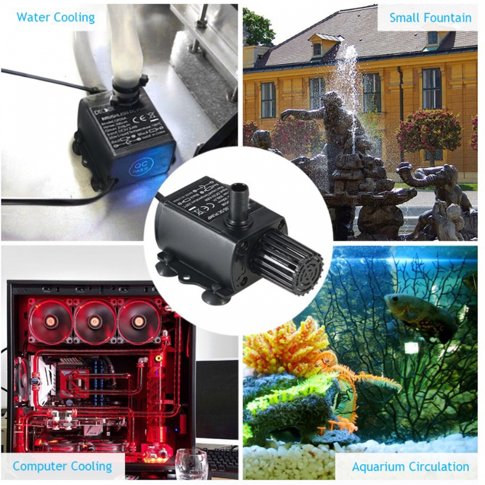 Máy Bơm Chìm 300L / H DC12V Cho Đài Phun Nước Bể Cá