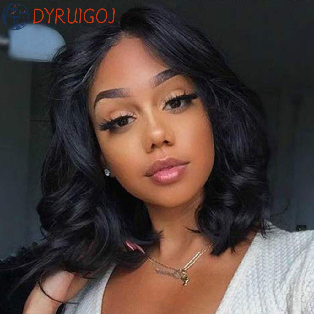 Bộ Tóc Giả Kiểu Bob Ngắn Xoăn Gợn Sóng Màu Đỏ Xám Đen Tự Nhiên Thoáng Khí Dành Cho Nữ