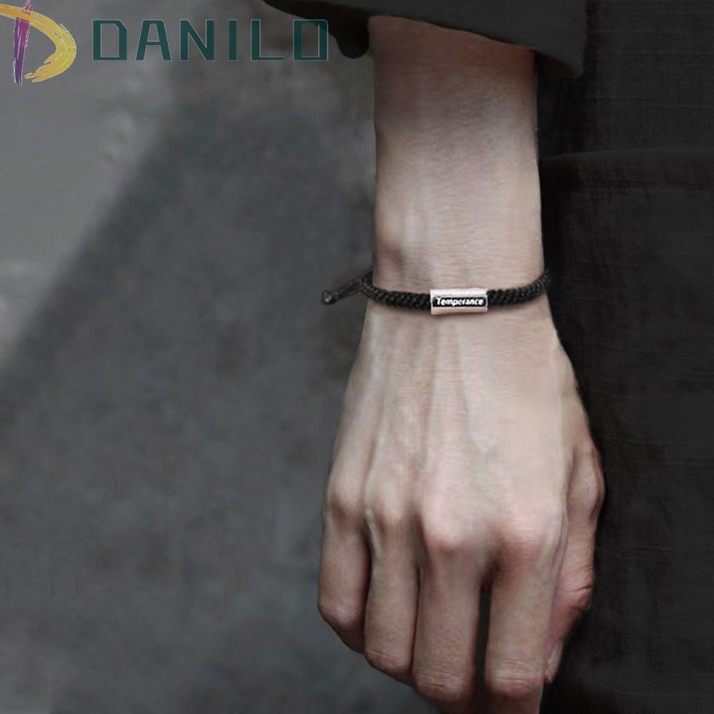 Vòng Tay Dây Bện Mặt Hình Học Chữ Phong Cách Punk Hàn Quốc Đơn Giản Cho Nữ