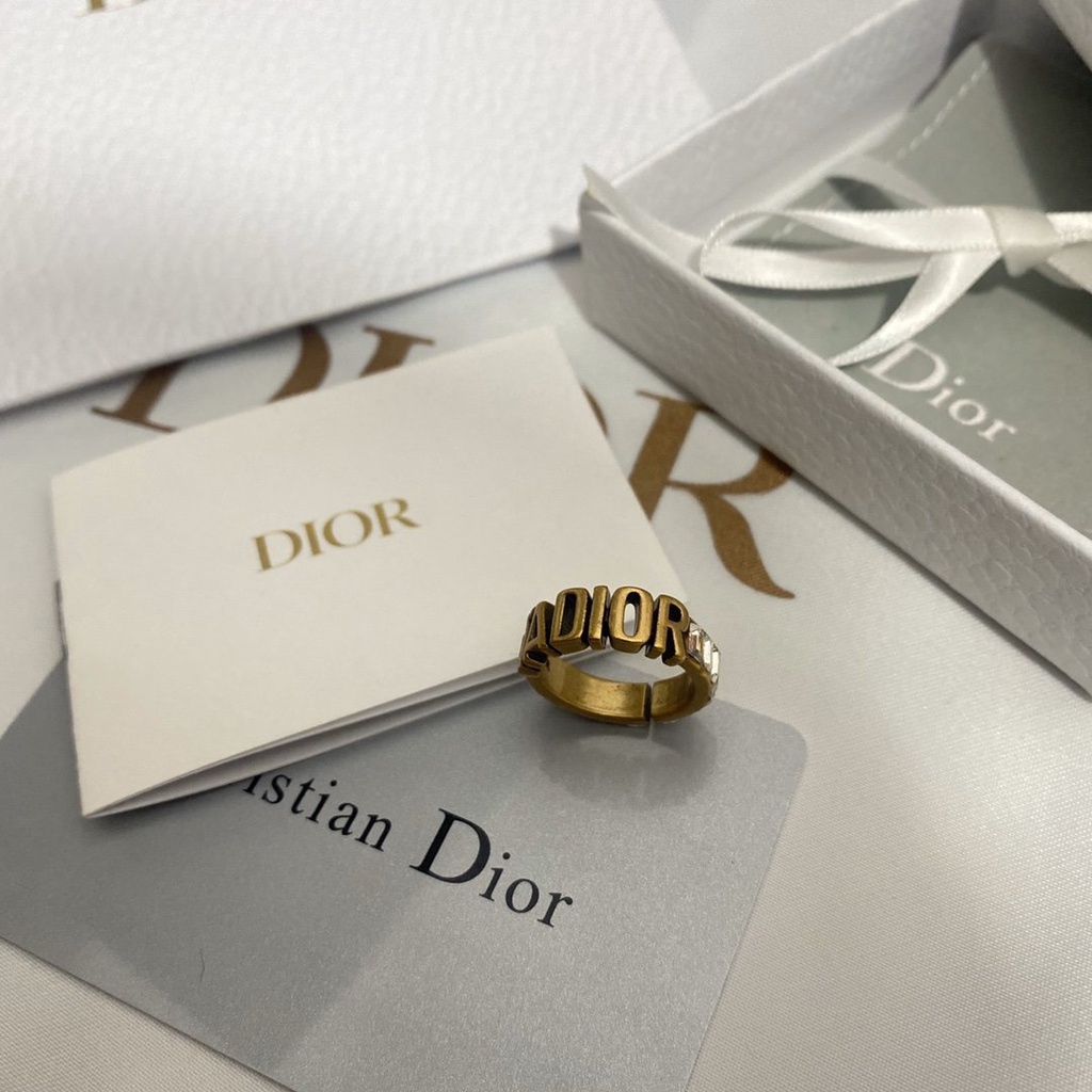 Nhẫn Đeo Tay Dior Xi Mạ Vàng / Bạc 925 Có Chữ Phong Cách Hàn Quốc Cho Nữ