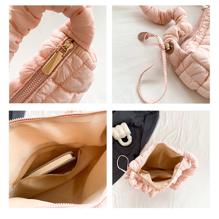 Carlyning Style Cozy Soft M Women's Bag Jennie Cos Túi Xách Đeo Vai Vải Cotton Mềm Họa Tiết Hình Học Sức Chứa Lớn Thời Trang Cho Nữ