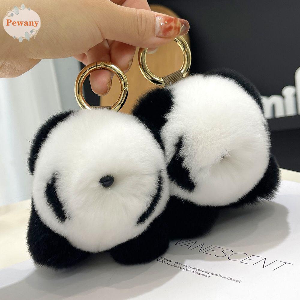 Móc Khóa Hình Gấu Trúc / Thỏ Hoạt Hình Bằng Lông Thỏ Dễ Thương