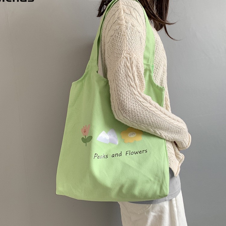 Set 2 Túi Xách canvas Cỡ Lớn In Họa Tiết Quả Cam Phong Cách Nhật Bản