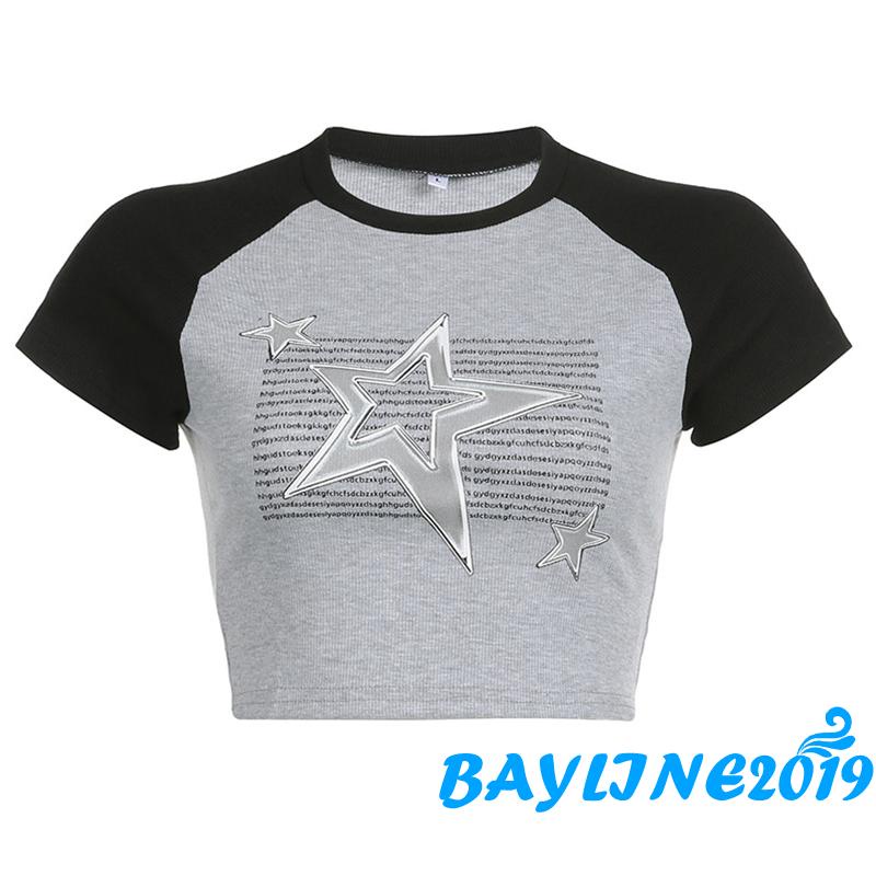 Áo Thun Croptop Tay Ngắn In Hình Ngôi Sao Thời Trang Mùa Hè Cho Nữ