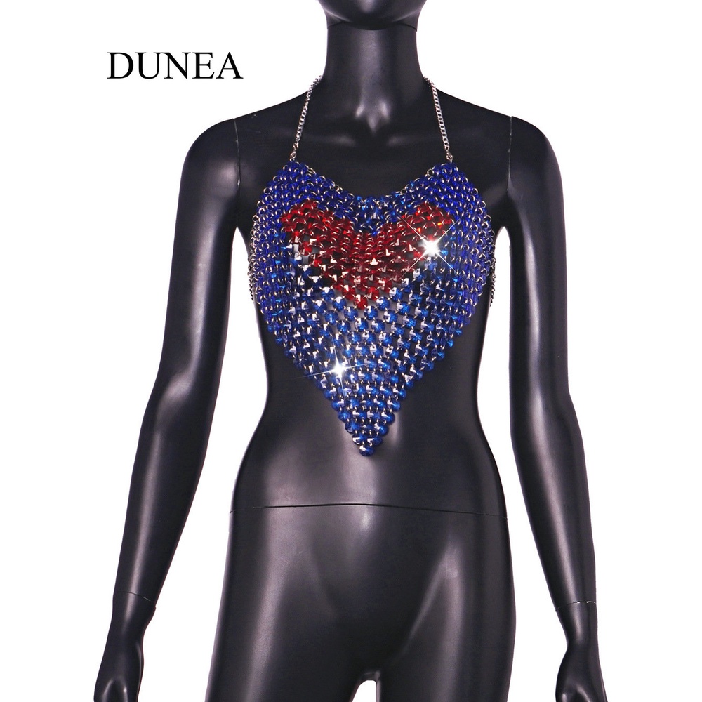 DUNEA Áo Tank Top Cổ Yếm Đính Đá Nhiều Màu Sắc Xinh Xắn Thời Trang Cho Nữ