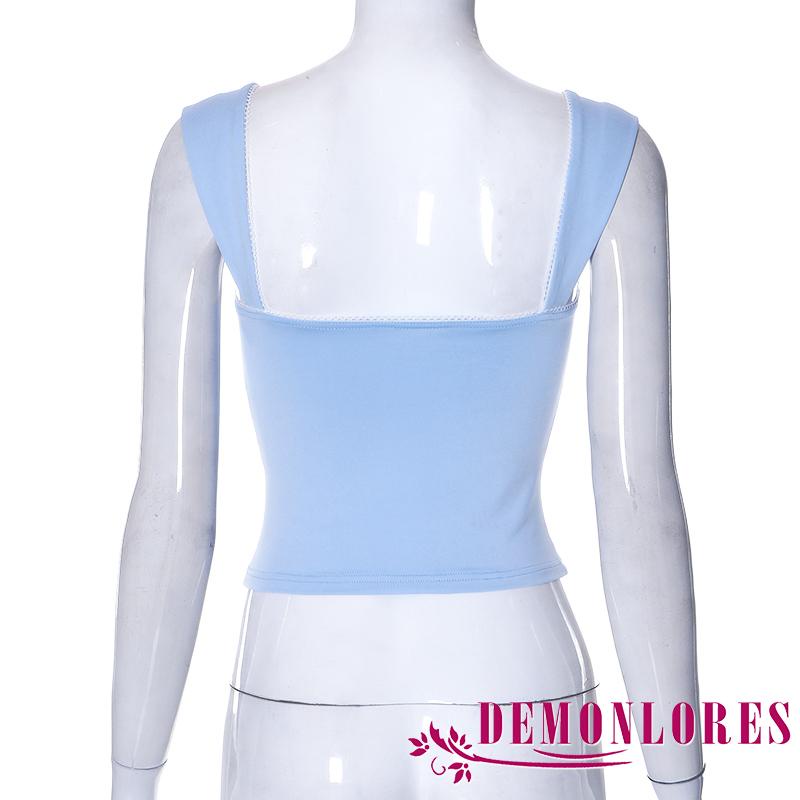 Áo Crop Top Không Tay Cổ Vuông Y2K Thời Trang Gợi Cảm Cho Nữ