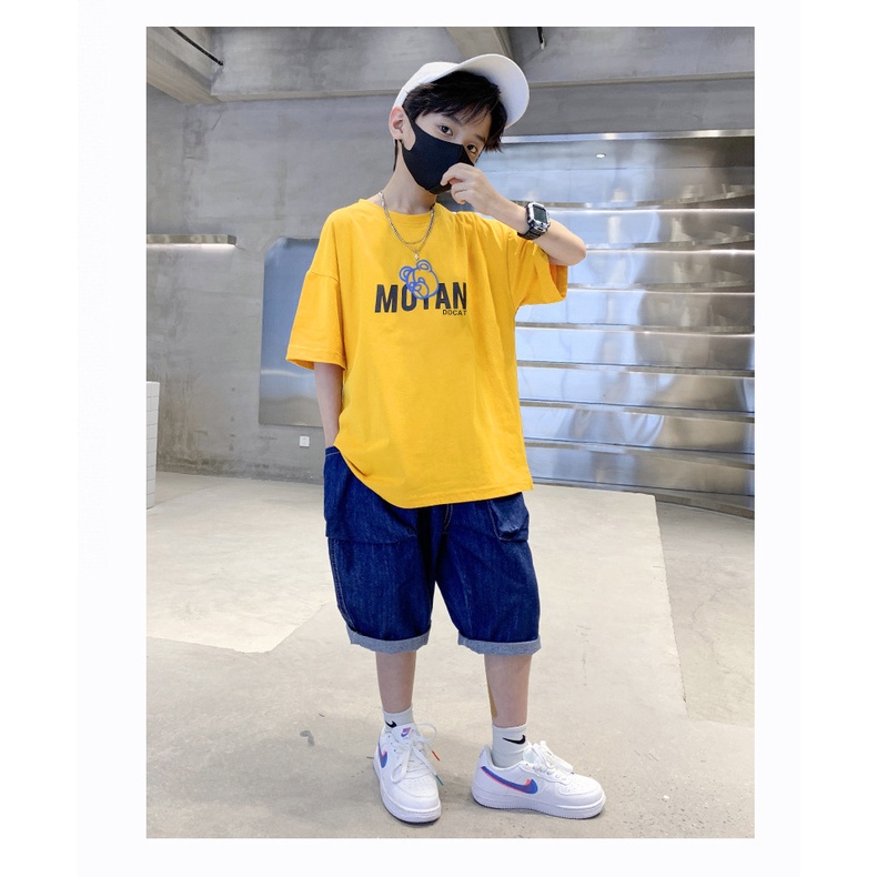 Áo Thun Tay Ngắn Dáng Rộng In Họa Tiết Hoạt Hình Dễ Thương Thời Trang Cho Bé Trai