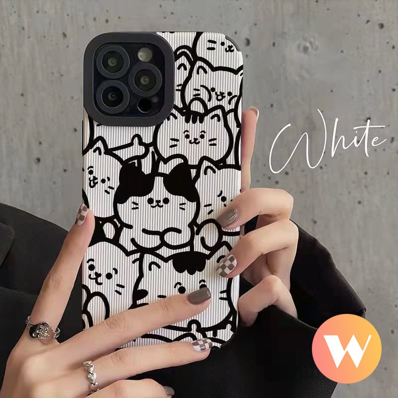 Ốp Điện Thoại Da Chống Sốc Họa Tiết Quái Vật Kiểu Hàn Quốc Cho IPhone 11 12 13 14 Pro MAX 7 8 Plus 7Plus XR X XS MAX