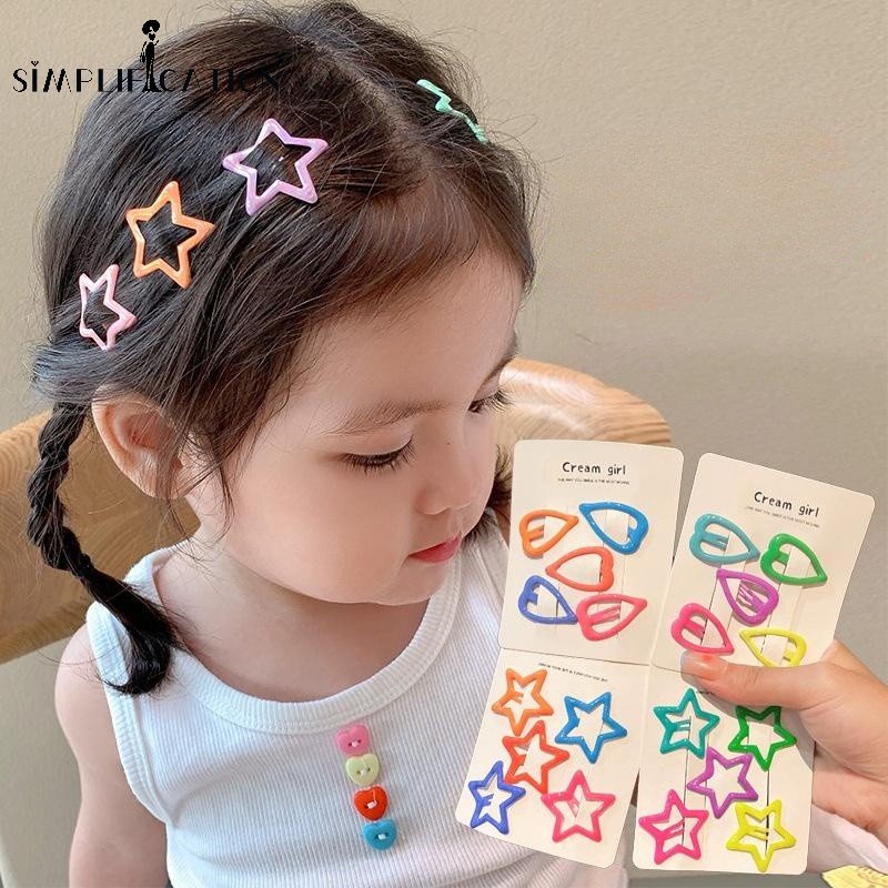 Kẹp Tóc Kim Loại Hình Vuông / Ngôi Sao Dạ Quang Nhiều Màu Sắc Phong Cách Dopamine Thời Trang Vintage Y2K