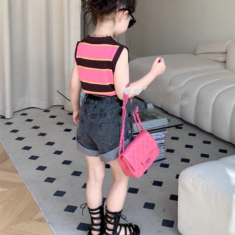 Quần Short denim Có Nút Cuộn Viền Thời Trang Mùa Hè Mới Cho Bé Trai Và Bé Gái