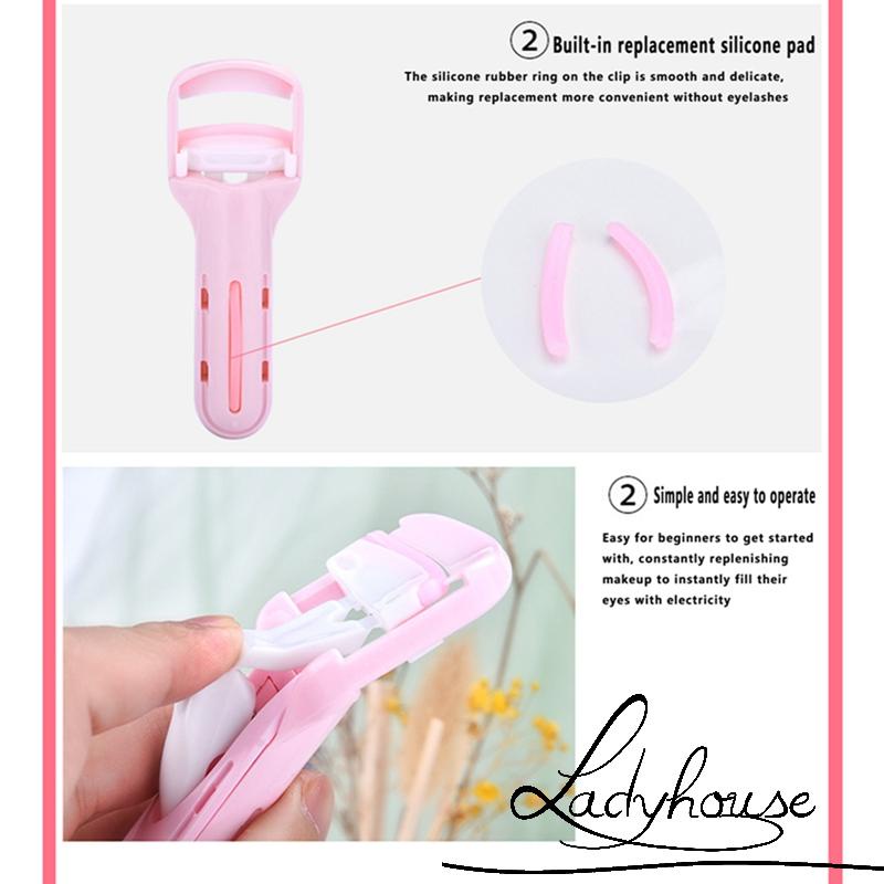 Dụng Cụ Bấm Cong Lông Mi Bằng Nhựa Với Đệm Silicone Thay Thế Tiện Lợi Dành Cho Nữ