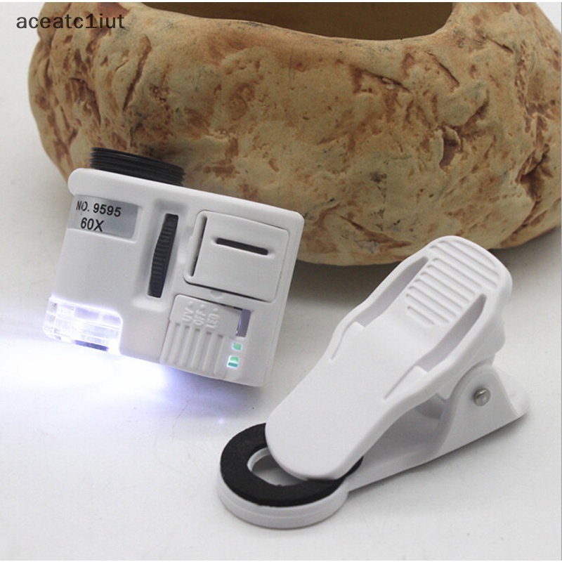 1 cái kính hiển vi điện thoại di động 60x ống kính macro Zoom Micro Camera Clip với đèn LED mới