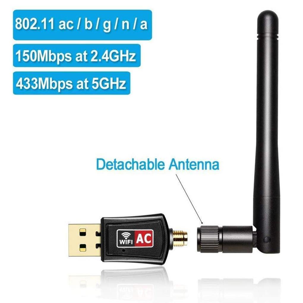 Usb Thu Sóng WiFi 600Mbps 2 4GHz / 5 8GHz 2dBi Cho Máy Tính