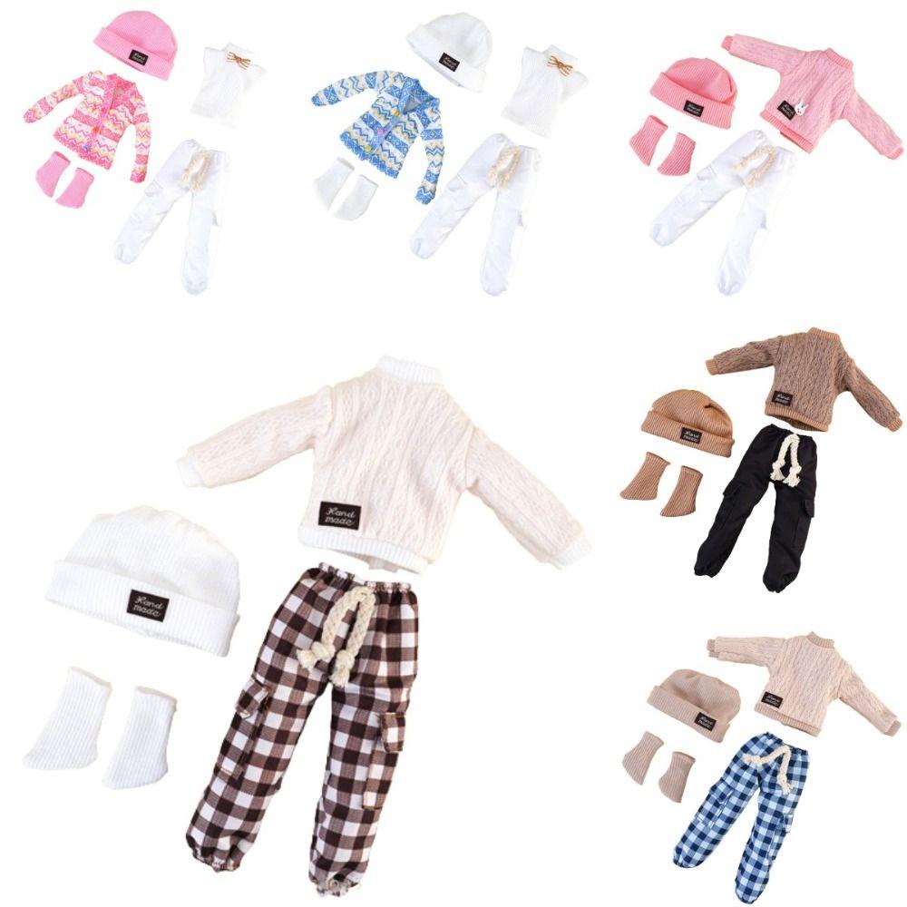 1 Bộ Áo Sweater Dệt Kim Thủ Công + Quần Dài + Mũ Thời Trang Cho Búp Bê Bjd