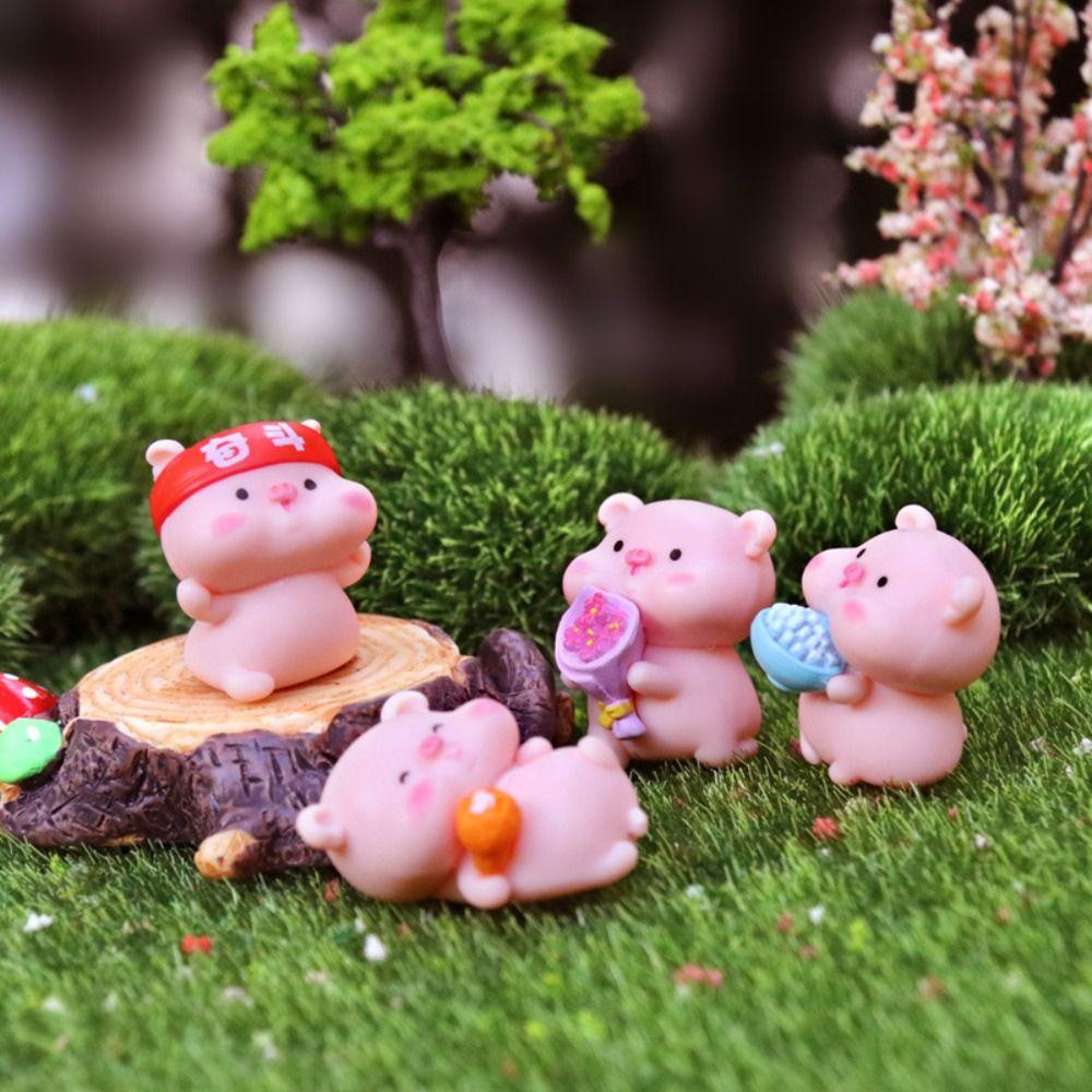 Set 6 Đồ trang trí Chú Heo Hoạt Hình Trang Trí Xe Hơi