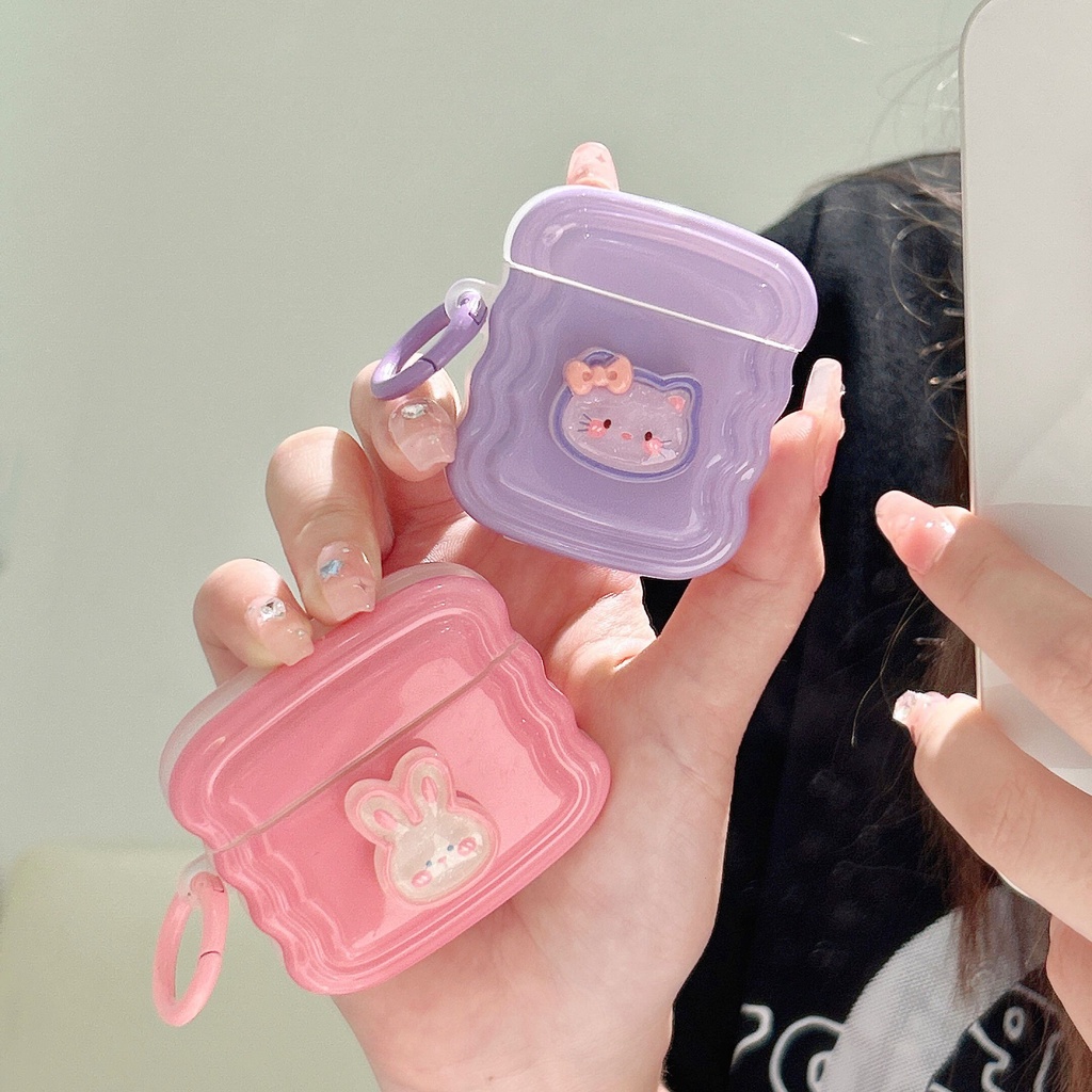 Vỏ Bảo Vệ Hộp Sạc Tai Nghe AirPods 1 2 3 Pro 1 2 1 / 2 / 3 Hình Thỏ Mèo 3d Kèm Móc Tiện Dụng