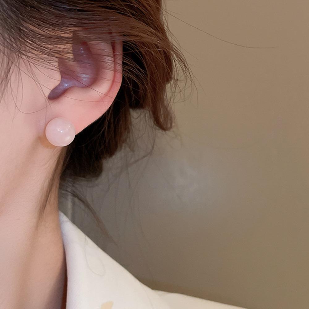 MXGOODS Bông Tai Ngọc Bích Tròn Mạ Điện Sáng Bóng Chống Dị Ứng Phong Cách Hàn Quốc