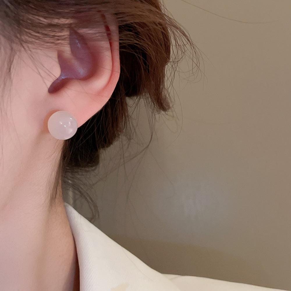 MXGOODS Bông Tai Ngọc Bích Tròn Mạ Điện Sáng Bóng Chống Dị Ứng Phong Cách Hàn Quốc