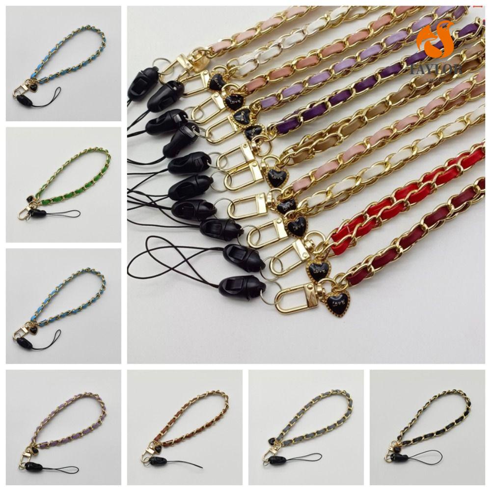 Dây Đeo Điện Thoại TAYLOR1 Bằng Da PU Handmade Trang Trí Kim Loại Ngọt Ngào Cho Nữ