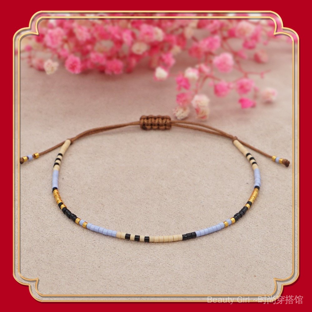 {Summer Hàng Mới Về!}Vòng Đeo Tay Xiaomi Nhiều Lớp Xếp Chồng Hạt Thủy Tinh Phong Cách Bohemian Có Thể Điều Chỉnh Kích Thước