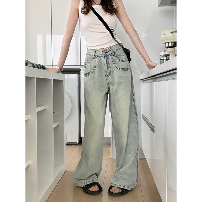 Quần Denim Ống Suông Rộng Thời Trang Cá Tính