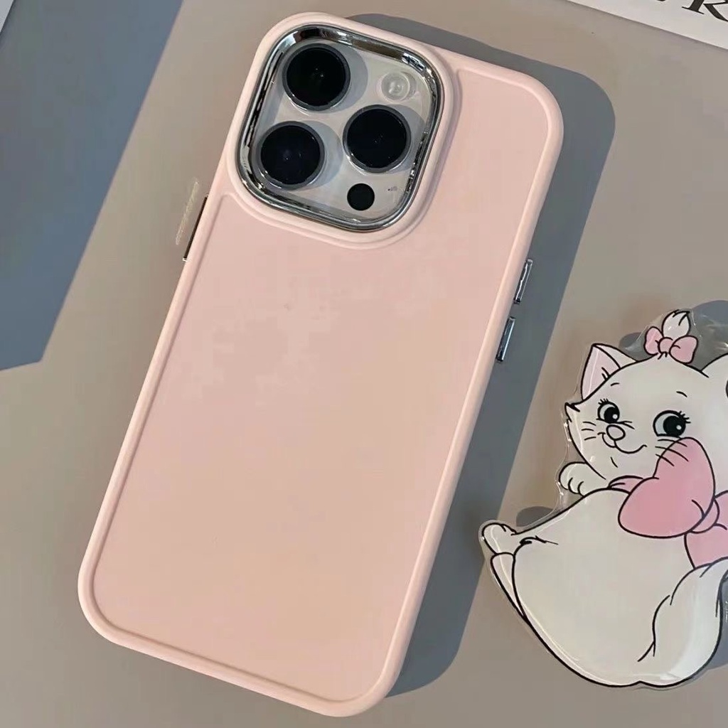 Ốp Điện Thoại Màu Trơn + Giá Đỡ Kim Loại Hình Mèo Luna Cho iPhone 14 Plus 14 13 12 11 Pro Max X Xs XR Xs Max