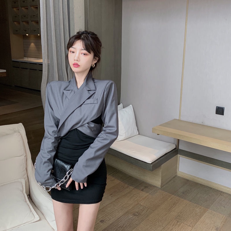 Set Áo Khoác Và Đầm Ôm Dáng Phong Cách Hàn Quốc Thời Trang Mùa Xuân Cho Nữ