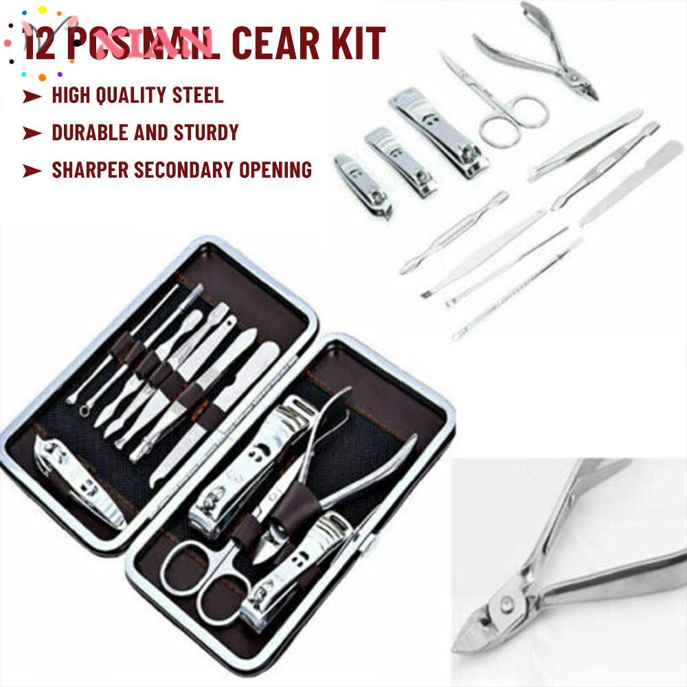 Bộ 12 Dụng Cụ Làm Móng Bằng Thép Không Gỉ Thời Trang