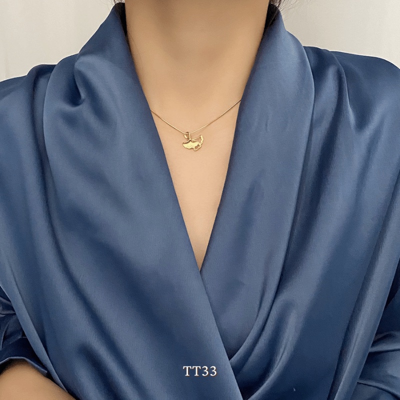 Dây chuyền Titan hình lá Ginkgo lá bạch quả , quà tặng tình nhân, tình bạn, người thân - Mely TT33