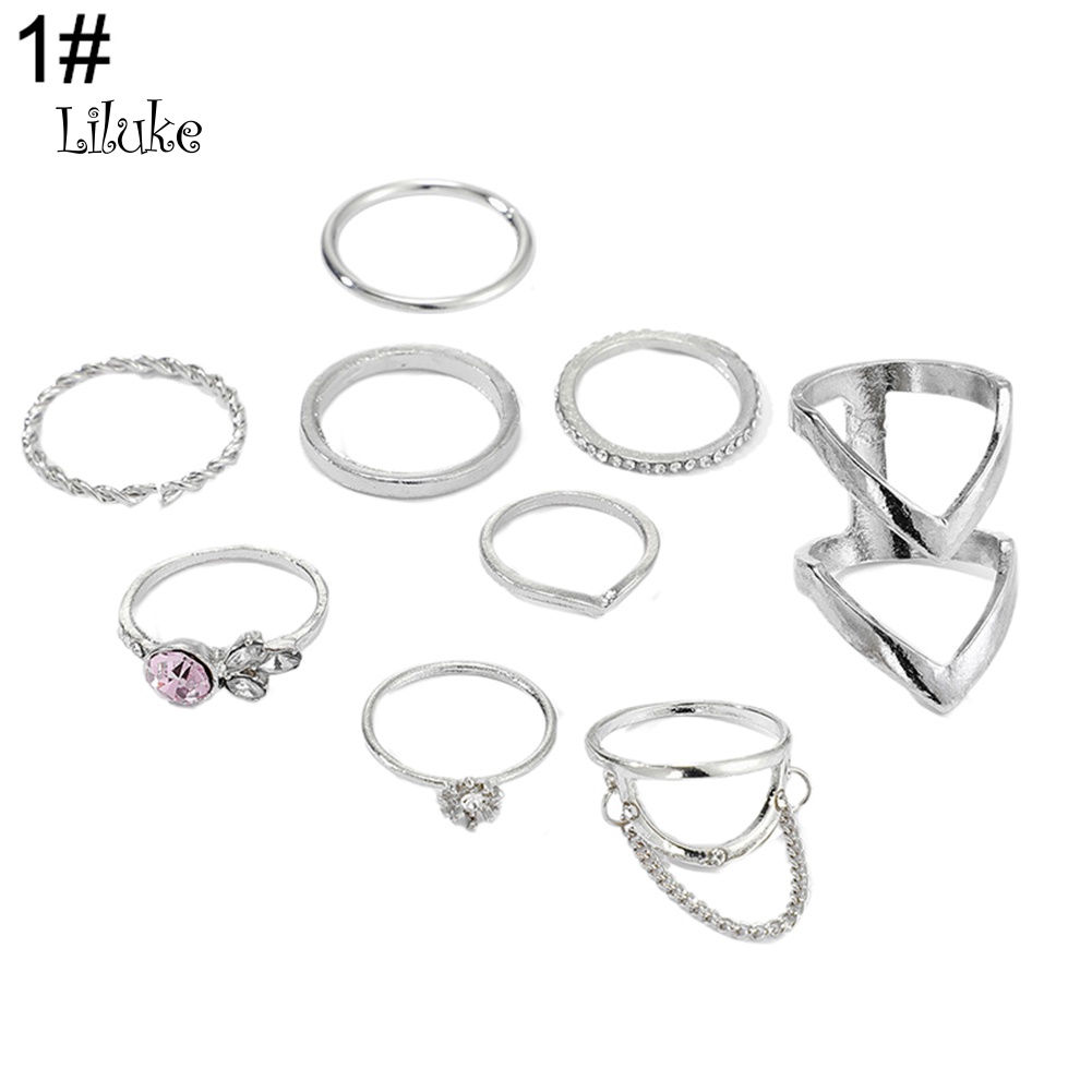 Bộ 7 / 9 Nhẫn Nữ Trang Thiết Kế Độc Đáo Thời Trang