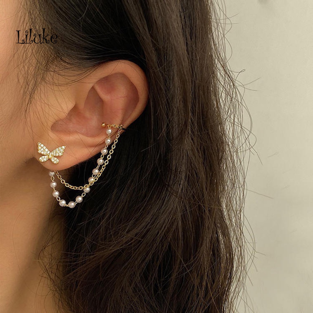 1 Đôi Bông Tai Hình Bướm Đính Đá Thời Trang Nữ Tính