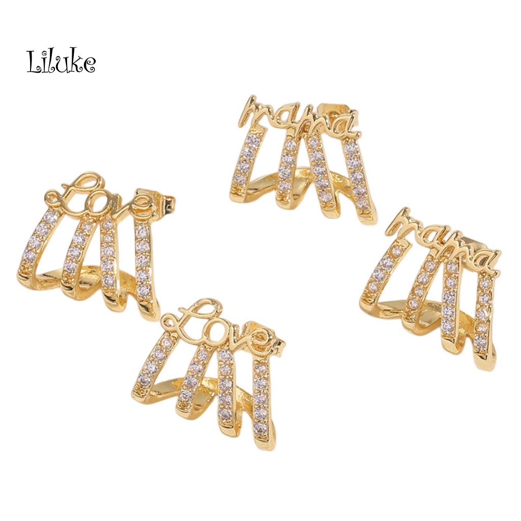1 Đôi Khuyên Tai Nữ Hình Chữ Cái Đính Đá Thời Trang